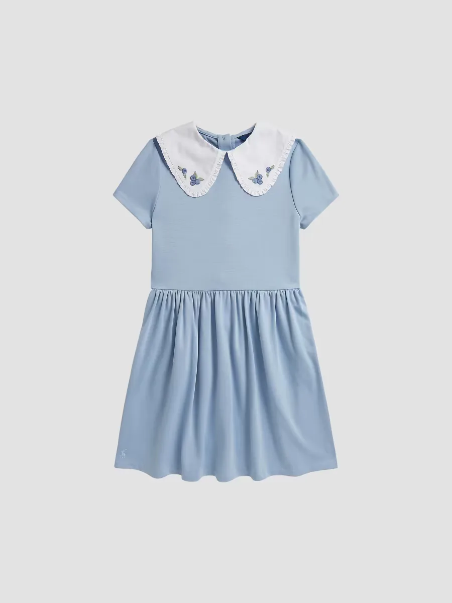Blueberry-Embroidered Stretch Ponte Dress by Polo Ralph Lauren