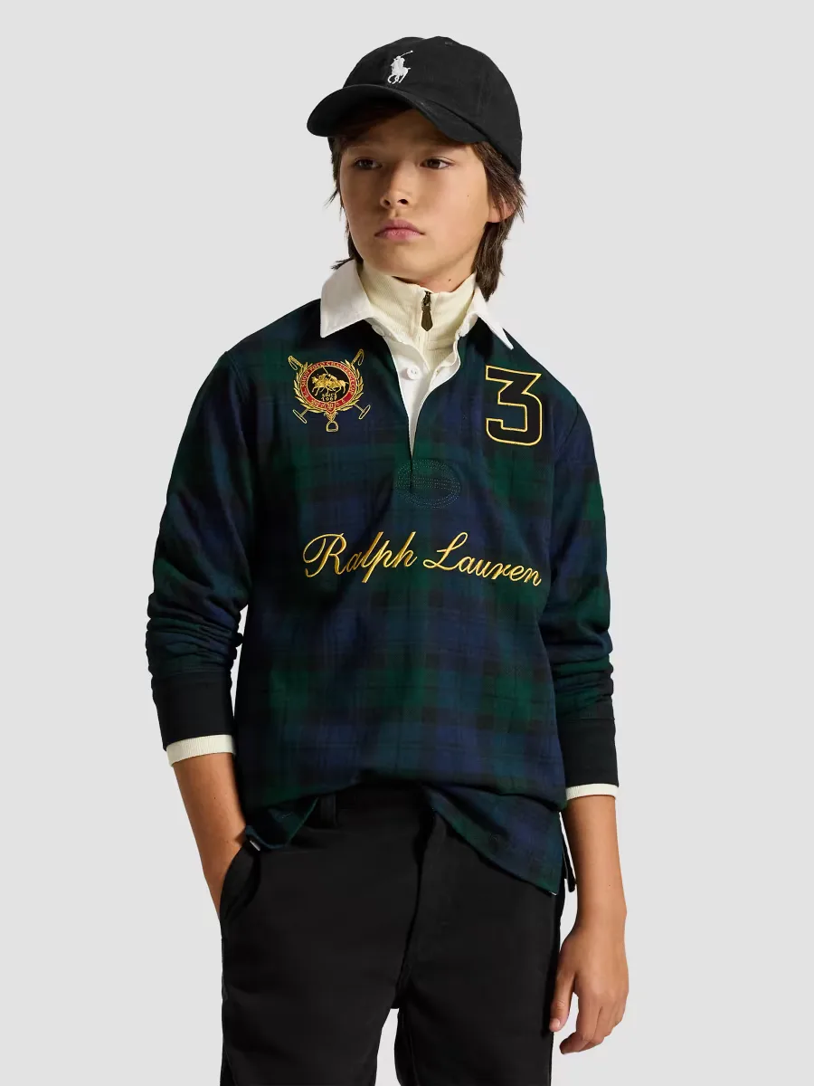 Plaid Double-Pony Logo Cotton Rugby Shirt by Polo Ralph Lauren
