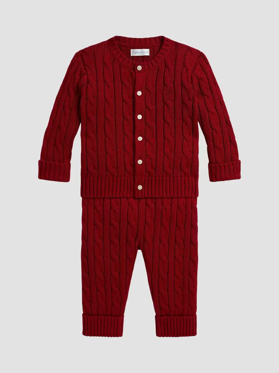 Cable-Knit Cotton Cardigan & Pants Set by Polo Ralph Lauren