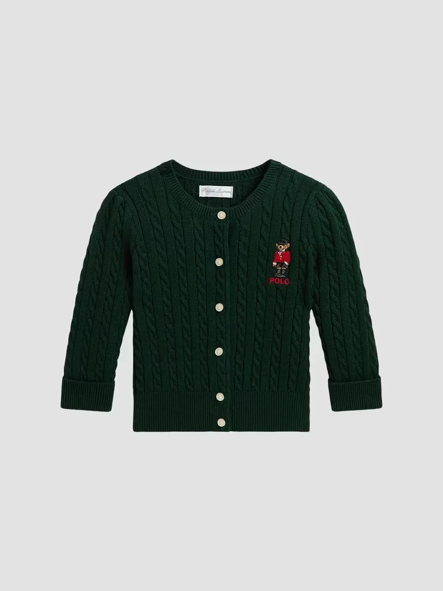 Polo Bear Mini-Cable-Knit Cotton Cardigan by Polo Ralph Lauren
