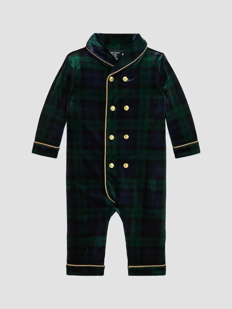 Plaid Velour Double-Breasted Coverall by Polo Ralph Lauren