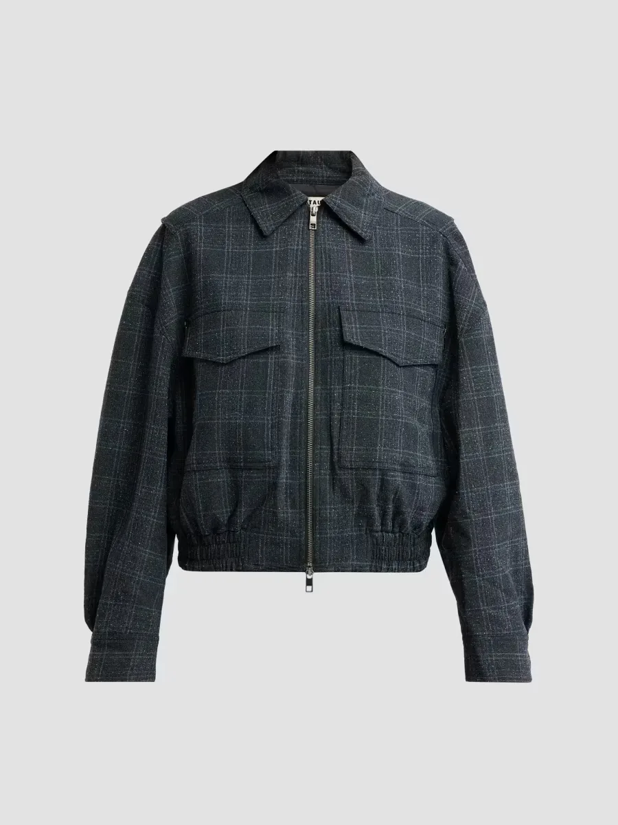 Eugene Plaid Bomber Jacket by STAUD