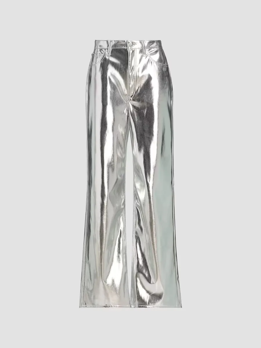 Logan Metallic Faux Leather High-Rise Wide-Leg Pants by rag & bone