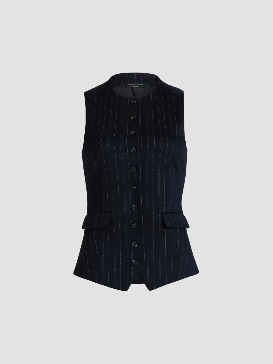 Irina Plaid Ponte Collarless Vest by rag & bone