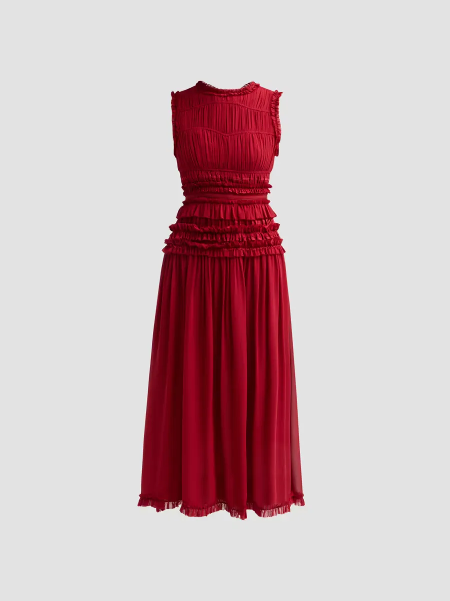 Etta Smocked Silk A-Line Maxi Dress by Ulla Johnson