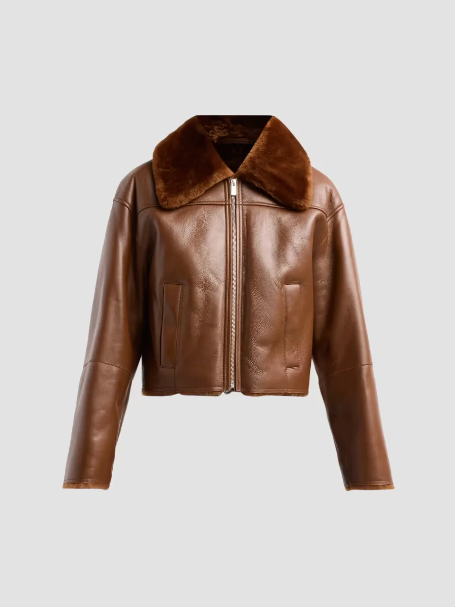 Crop Shearling Jacket by Theory