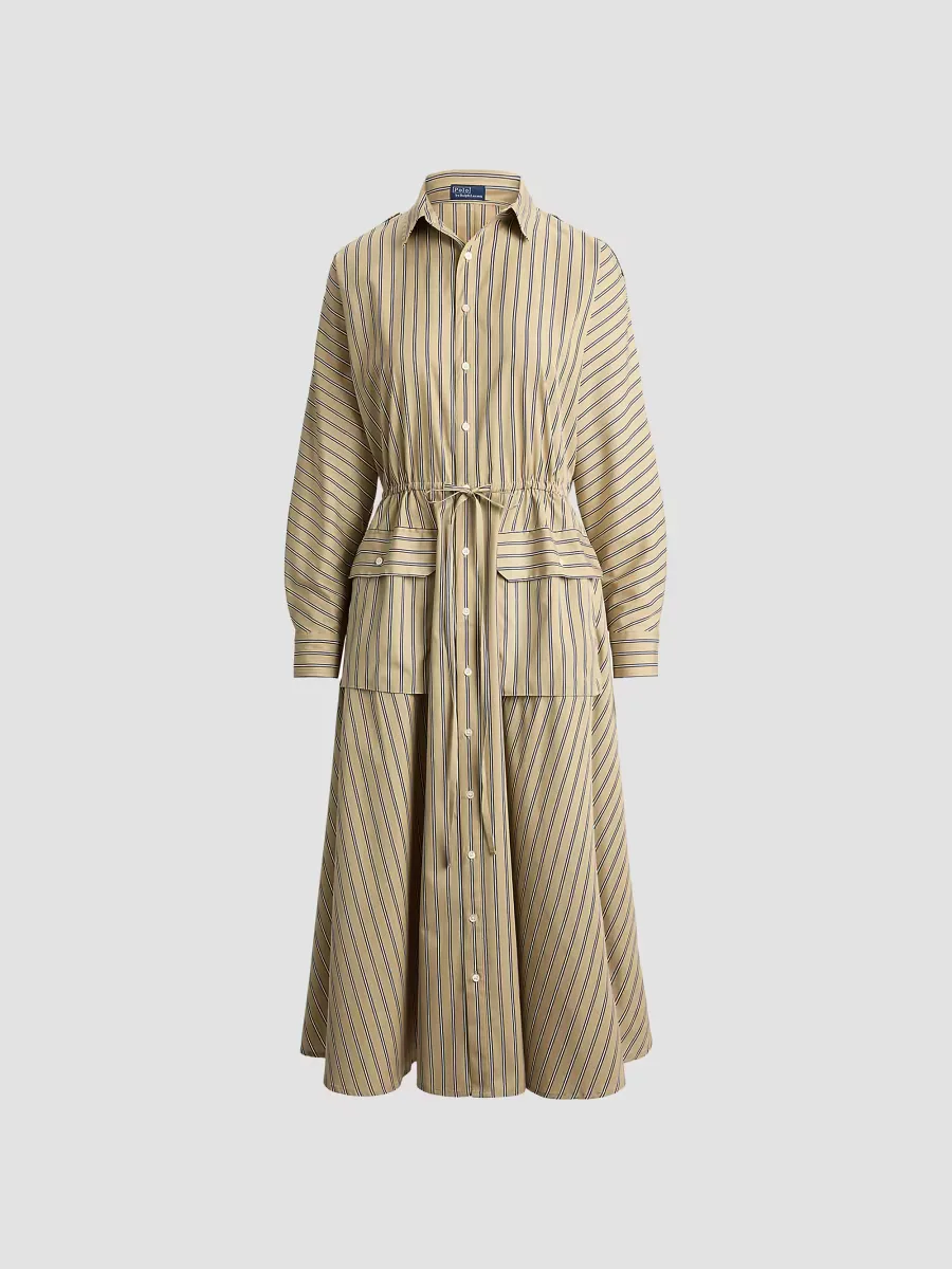 Striped Cotton Canvas Utility Shirtdress by Polo Ralph Lauren
