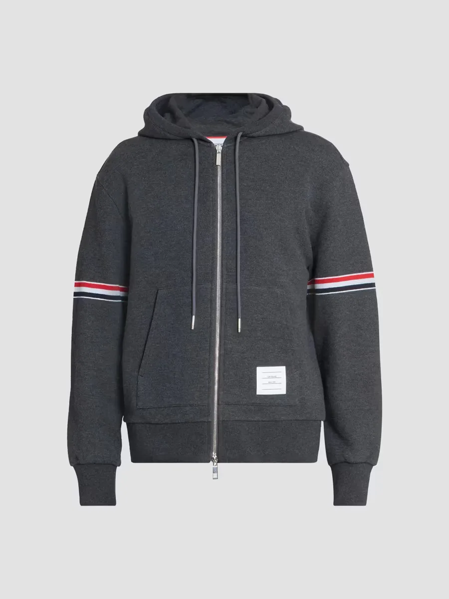RWB Engineered Stripe Cotton Loopback Full-Zip Hoodie by Thom Browne