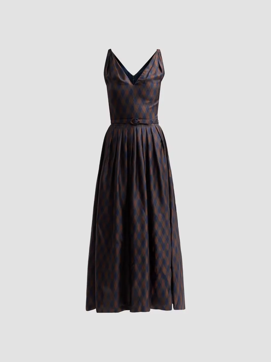 Argyle Silk Twill Day Dress by Oscar de la Renta