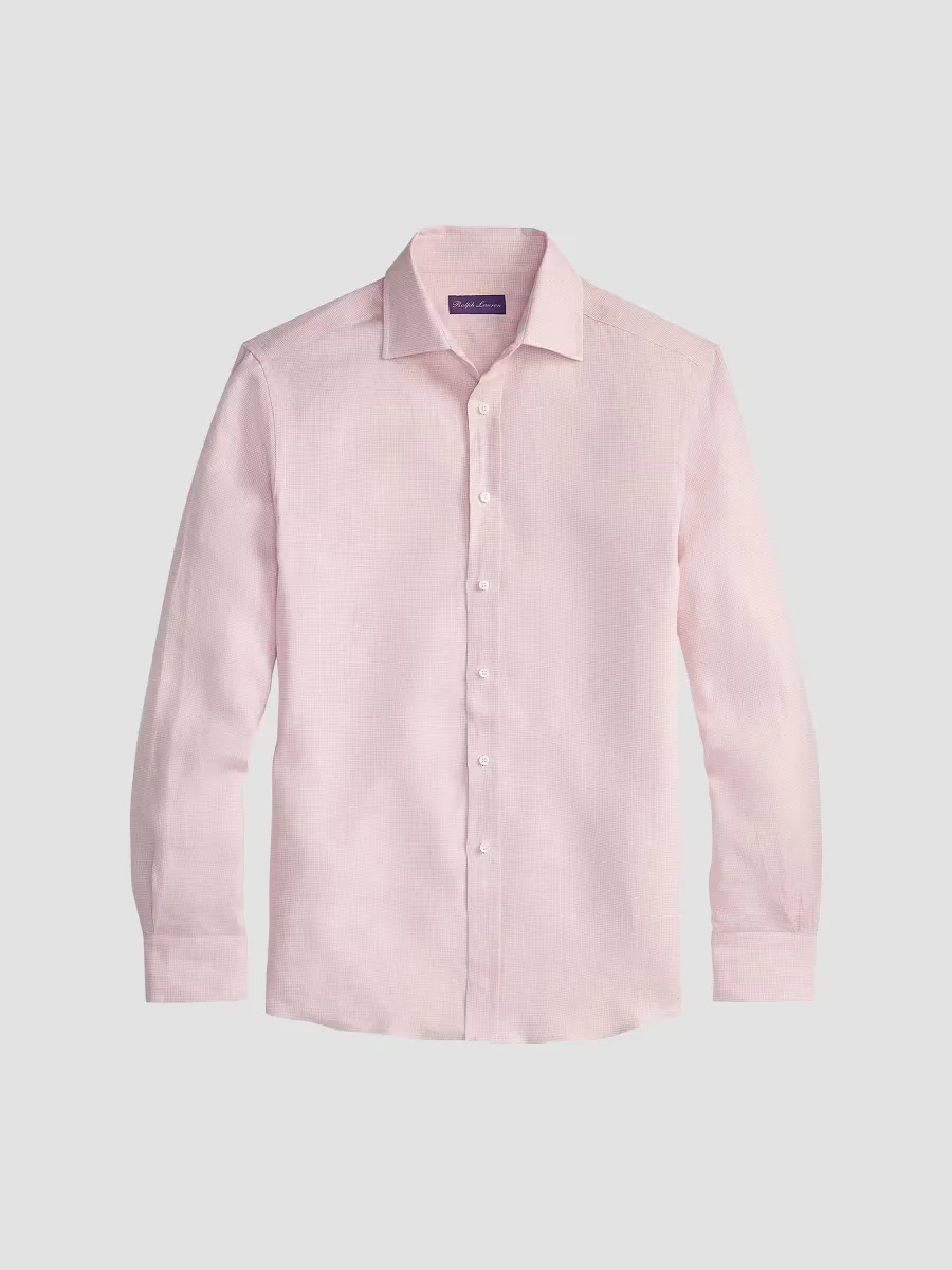 Purple Label Houndstooth Linen Shirt by Ralph Lauren