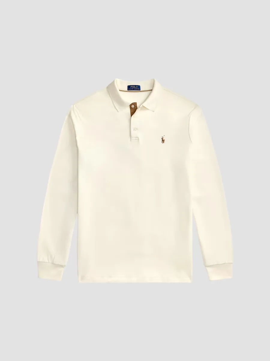 Cotton Interlock Long-Sleeve Polo Shirt