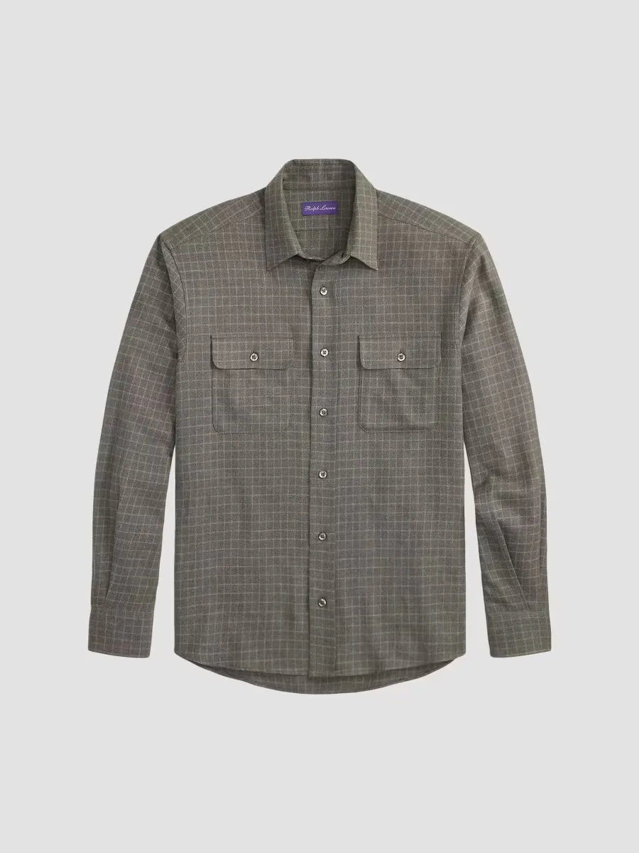 Purple Label Tattersall Cotton Flannel Shirt by Ralph Lauren