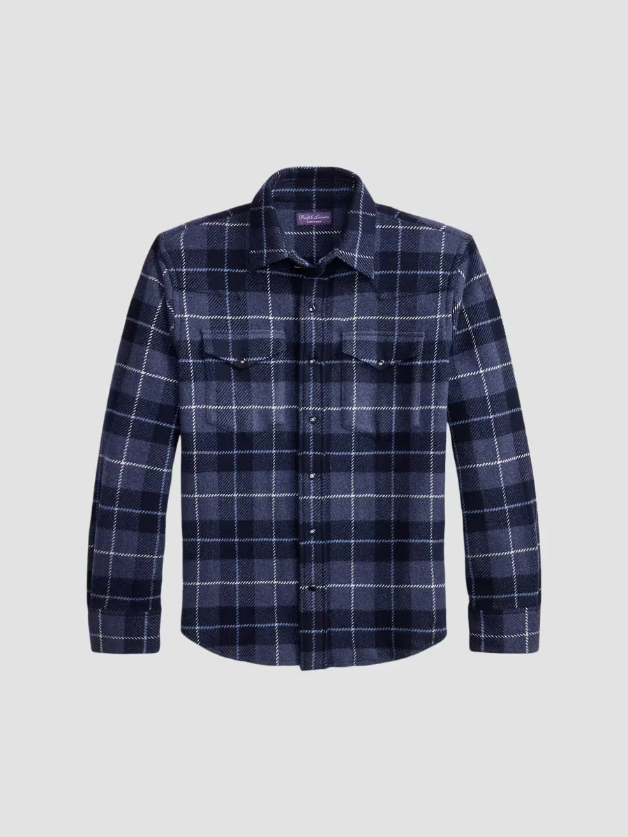 Purple Label Plaid Cashmere Western Shirt by Ralph Lauren