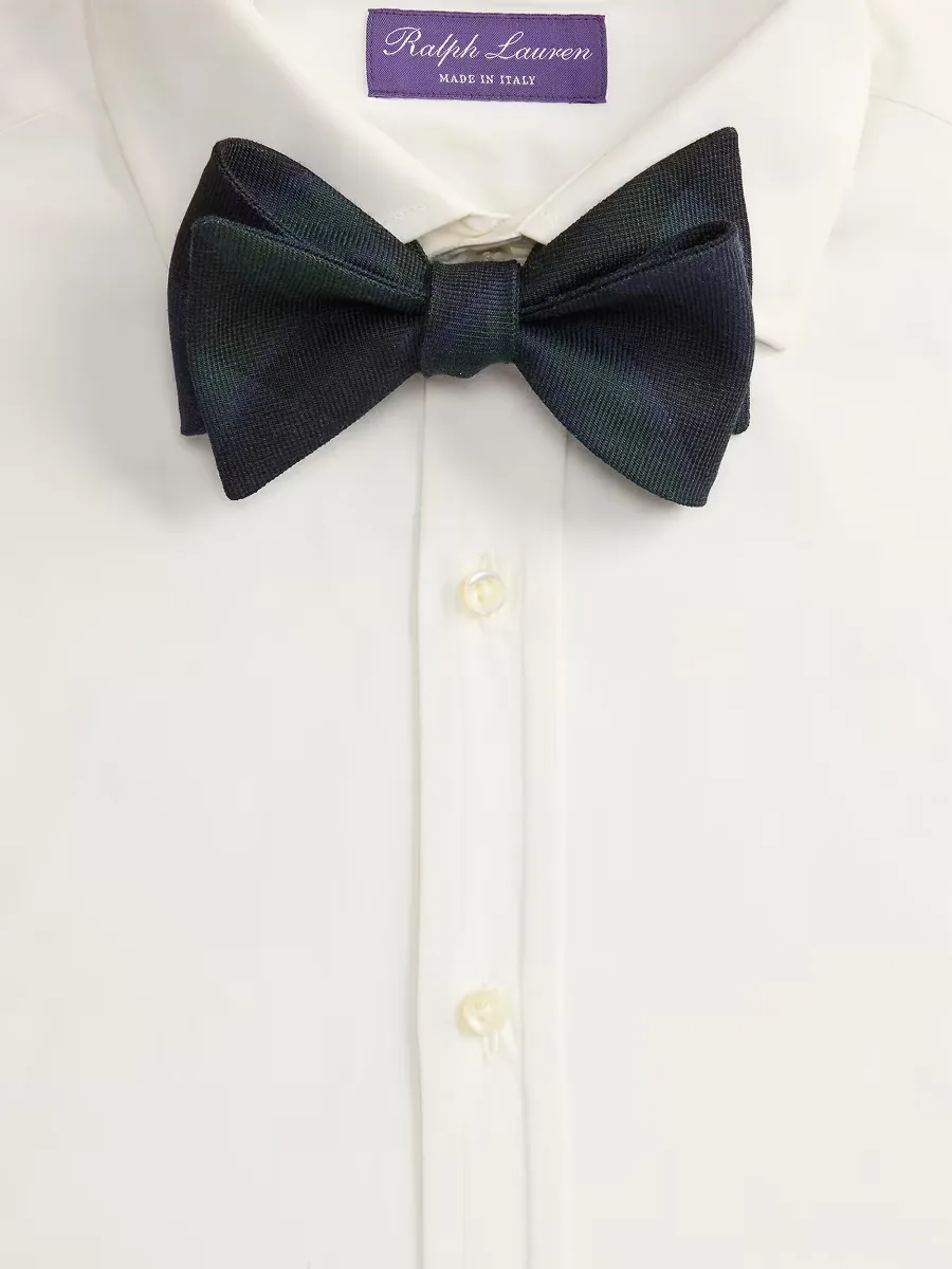 Purple Label Plaid-Print Cashmere-Silk Bow Tie
