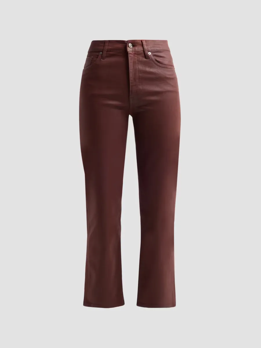 Le Sleek Coated Straight-Leg Crop Jeans