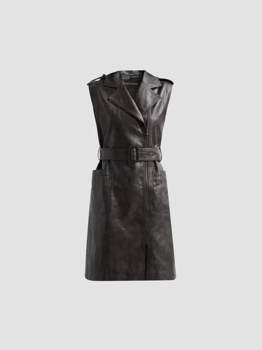 Alexis Faux-Leather Trench Dress by Kobi Halperin