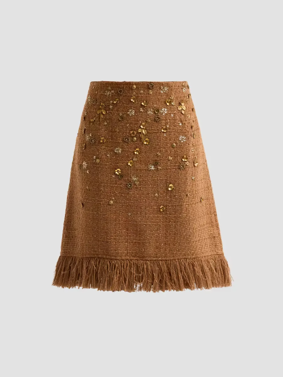Marisa Embellished Tweed Knee-Length Skirt by Kobi Halperin