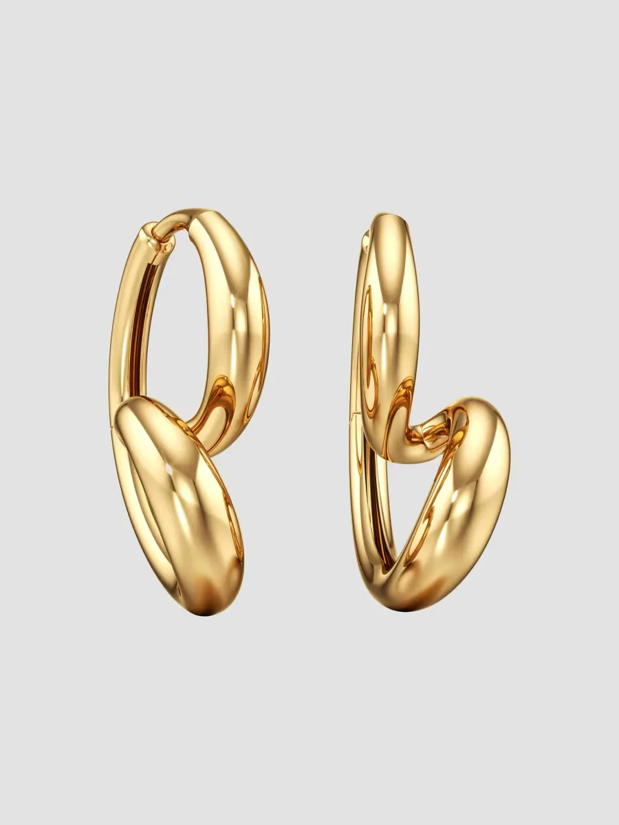 Whirlwind 18K Yellow Gold Hoop Earrings