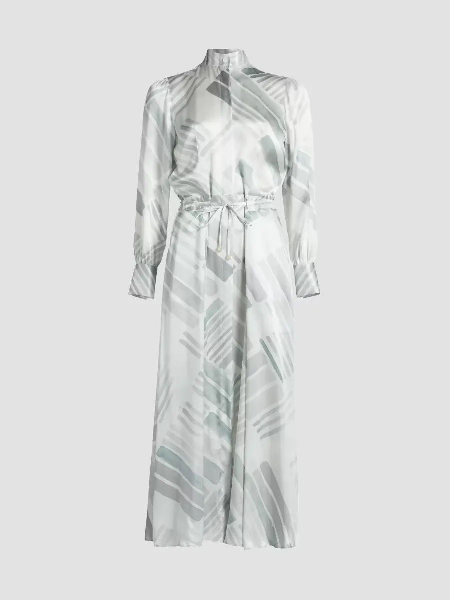 Abstract Silk Long-Sleeve Maxi Dress by Kiton