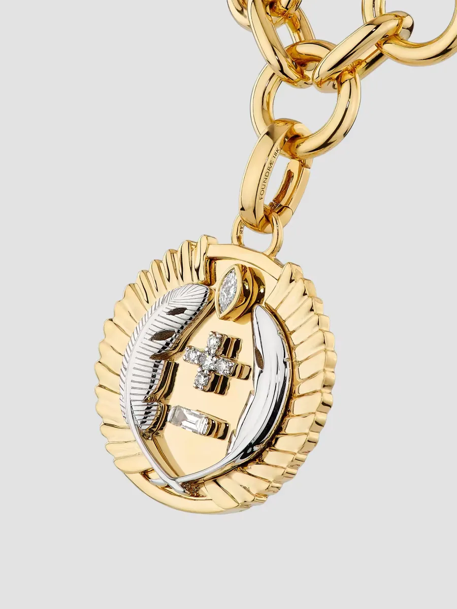 Vivacity 18K Yellow & White Gold & 0.15 TCW Diamond Midsize Mixed Link Necklace by Foundrae