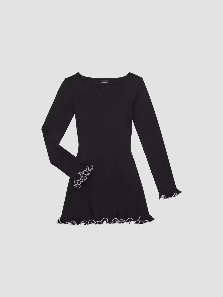 Ellis Lettuce-Edge Long-Sleeve Mini Dress by KatieJ NYC