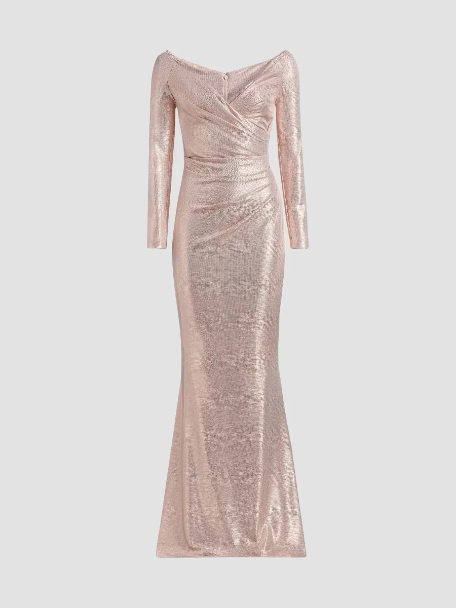 Metallic Jersey V-Neck Gown by Talbot Runhof