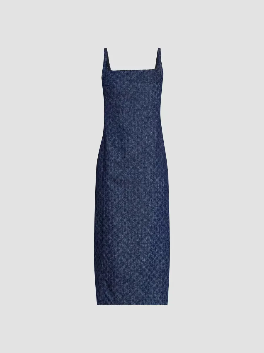 Debano Geometric Denim Midi-Dress
