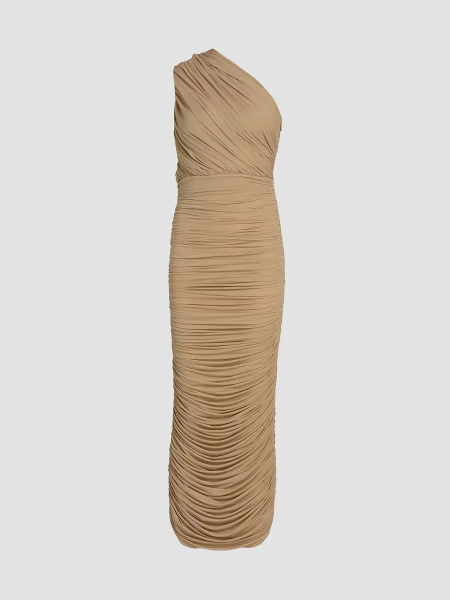 Emina One-Shoulder Ruched Midi-Dress