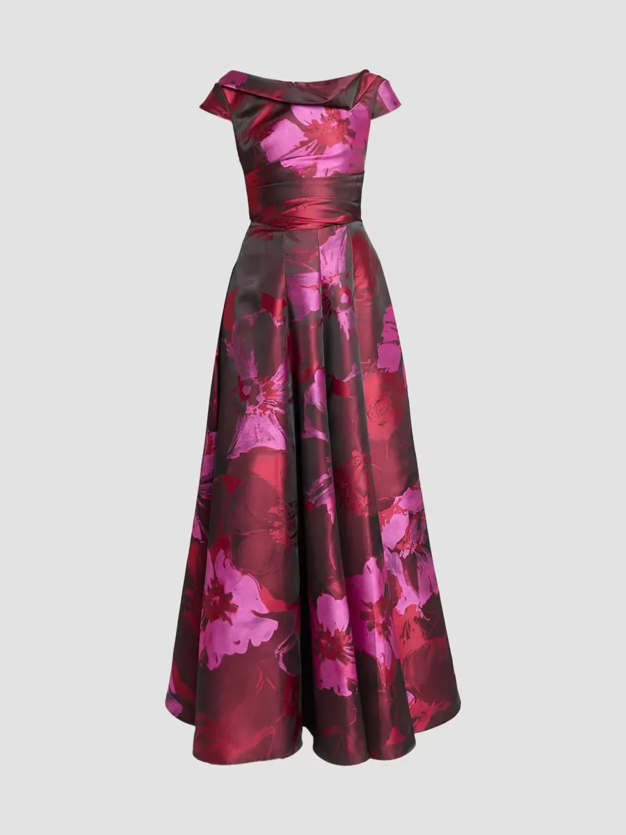 Hibiscus Jacquard Asymmetric Gown by Talbot Runhof