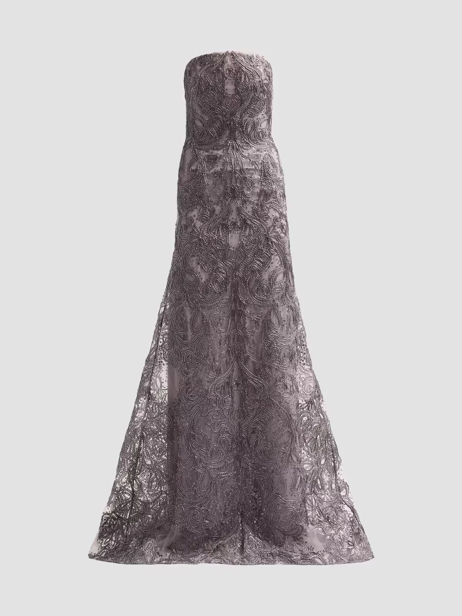 Strapless Metallic Raffia Mermaid Gown