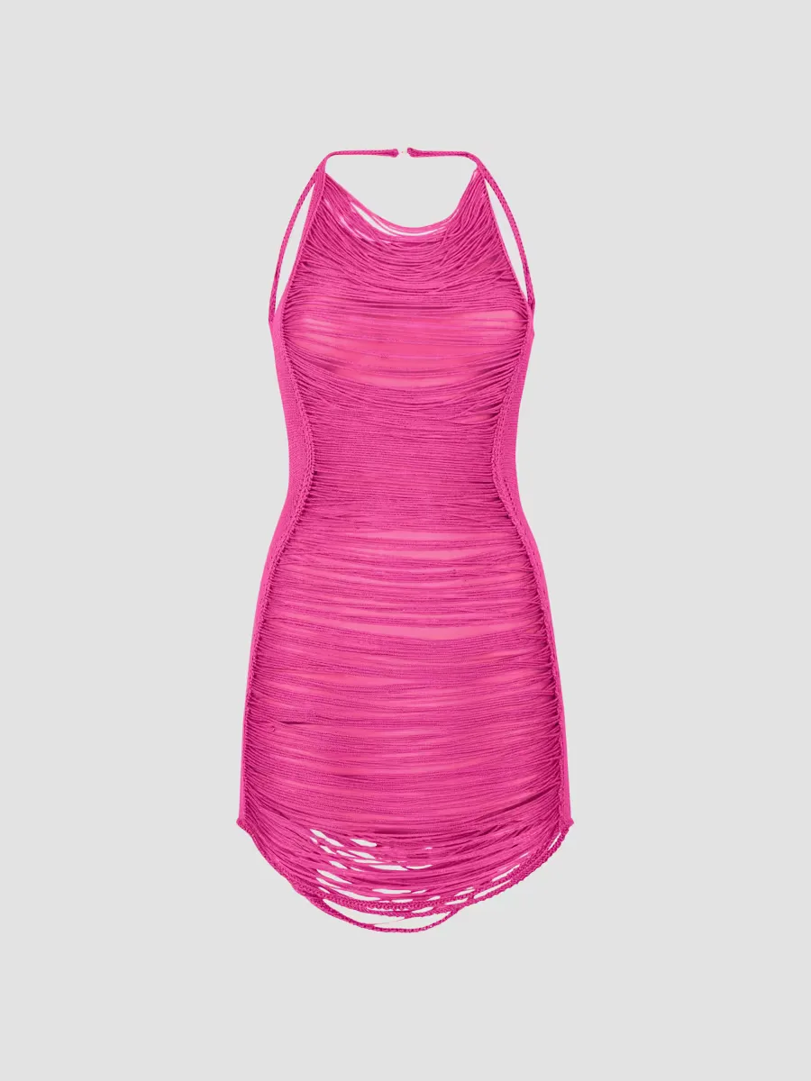 The Attico Draped Halterneck Knit Mini Dress by Attico