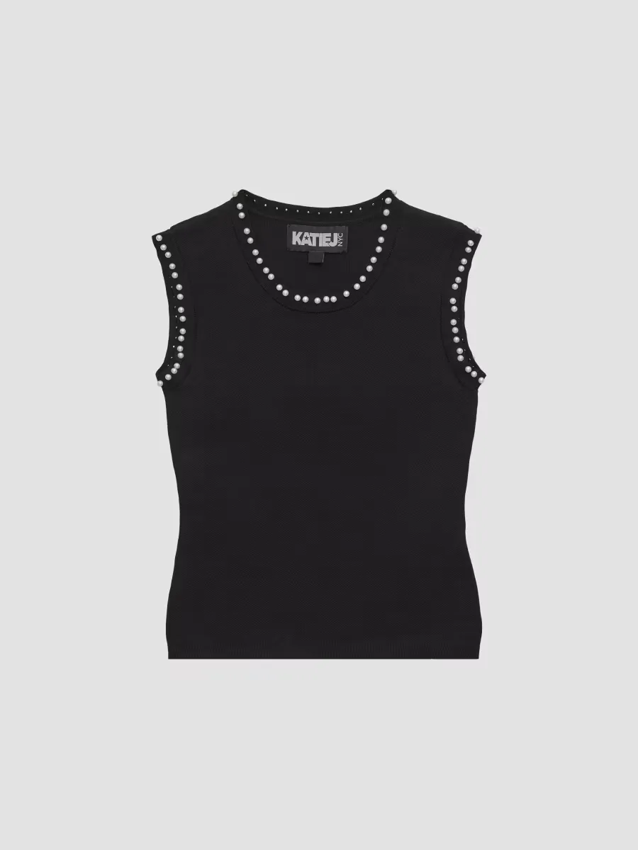 Buffy Pearl-Trim Sleeveless Top by KatieJ NYC