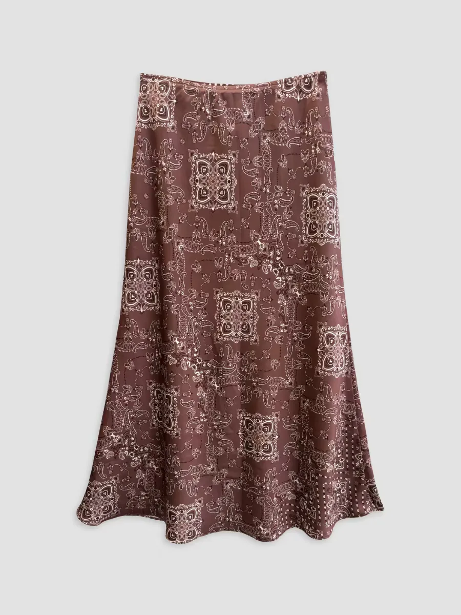 Paisley Print Midi Slip Skirt by KatieJ NYC