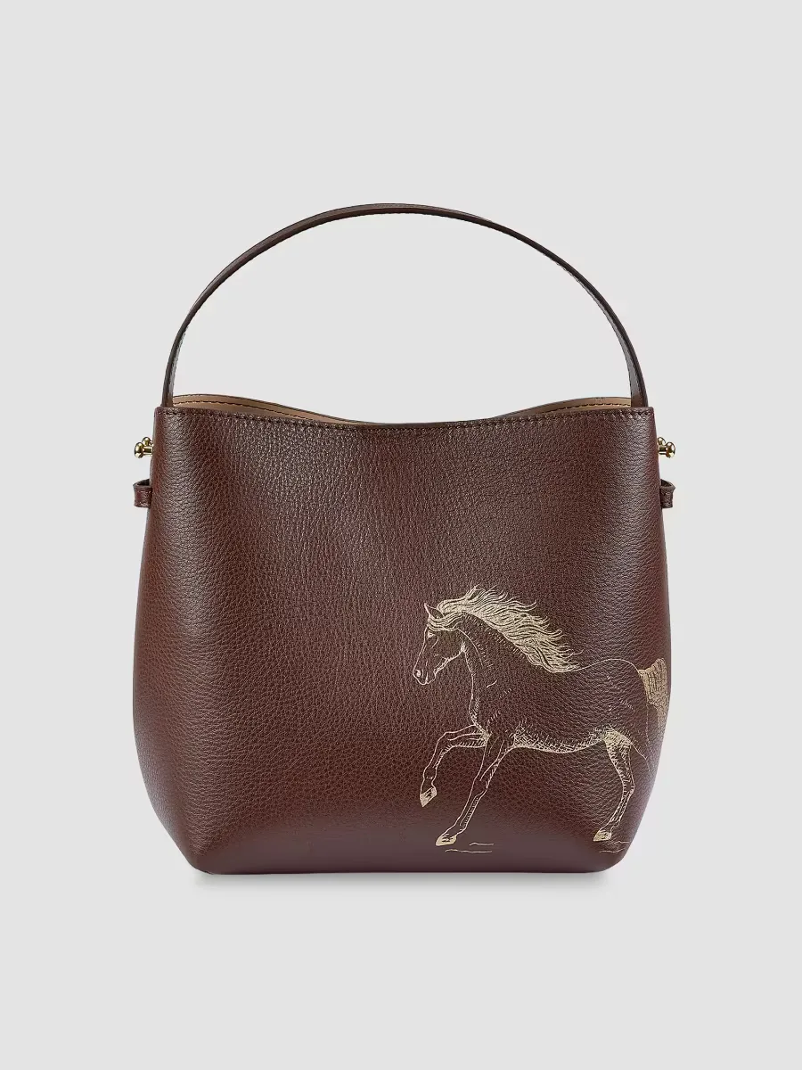 Melissa Bamber x Gigi New York: the Equestrian Edition Graceful Horse Selena Leather Bucket Bag by GiGi New York