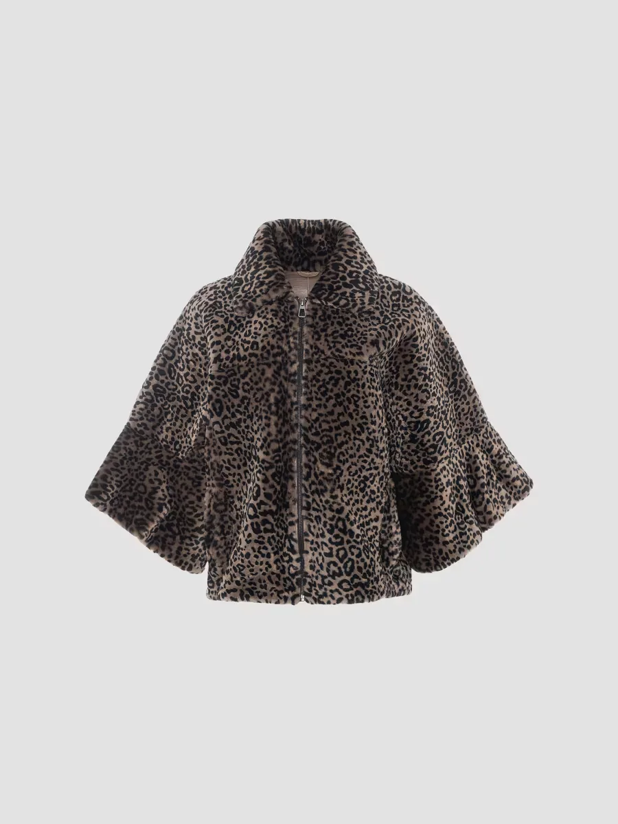 Select Shearling Lamb Zip Coat with Cropped Sleeves by Gorski