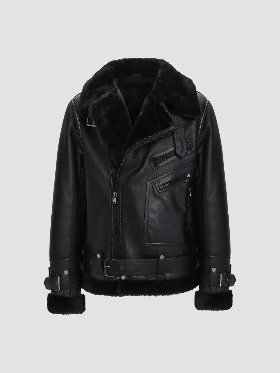 Shearling Moto Zip Jacket by Gorski