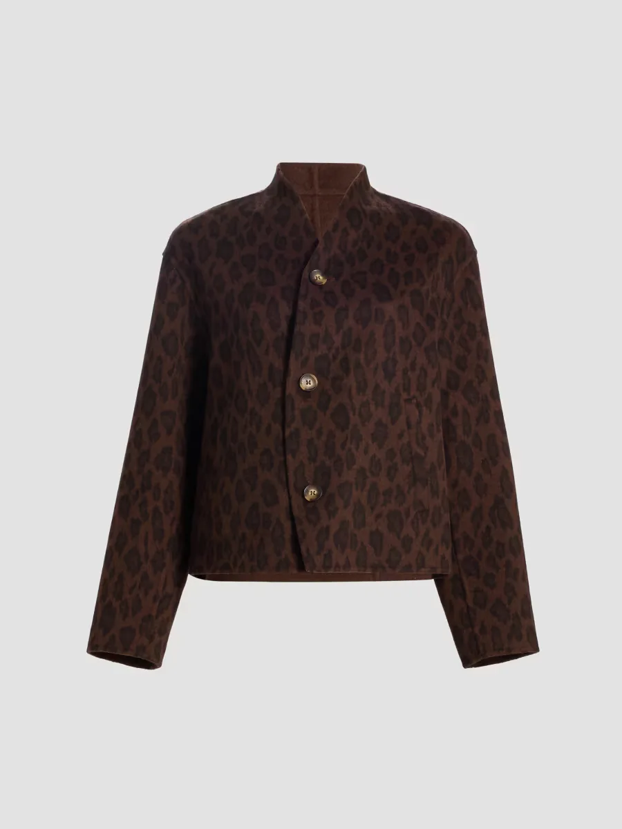 Hania Double-Face Wool-Blend Leopard Jacket by Lamarque