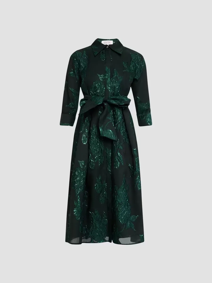 Jacquard Floral-Print Shirtdress by Teri Jon