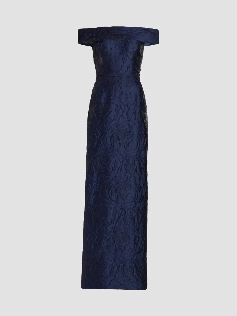 Jacquard Off-The-Shoulder Gown