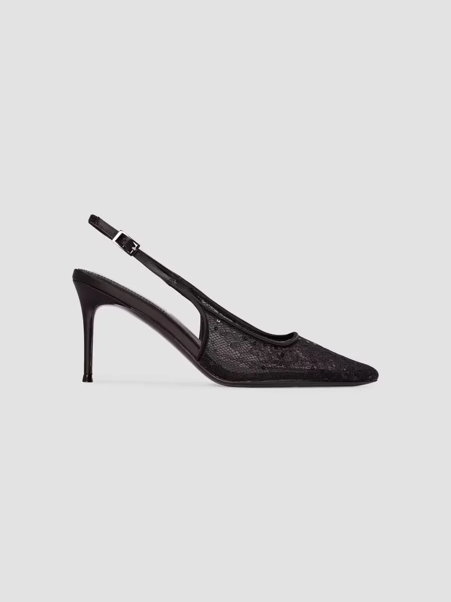 Marina 80MM Lace Slingback Pumps