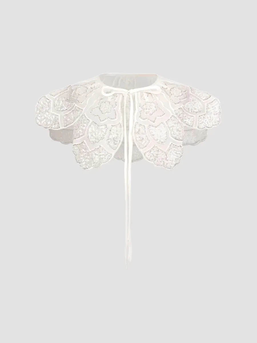 Floral Embroidered Stole by Tulleen