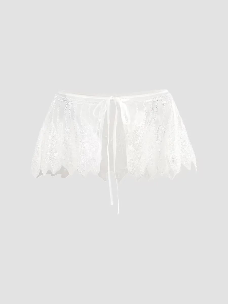 Sequin Tie-Front Stole by Tulleen