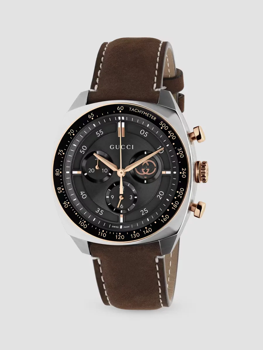 Gucci Interlocking Stainless Steel & Leather Chronograph Watch/41MM by Gucci