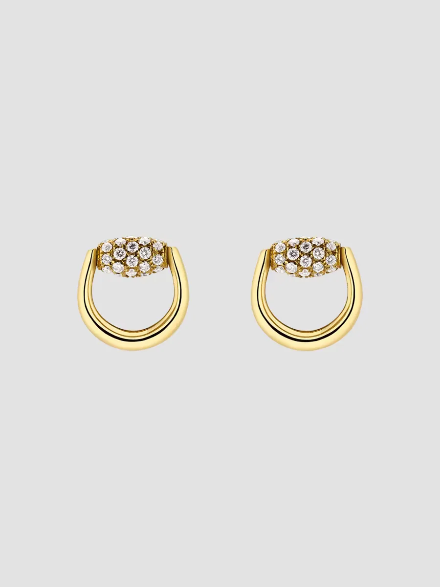 Gucci Horsebit 18K Yellow Gold Diamond Earrings by Gucci