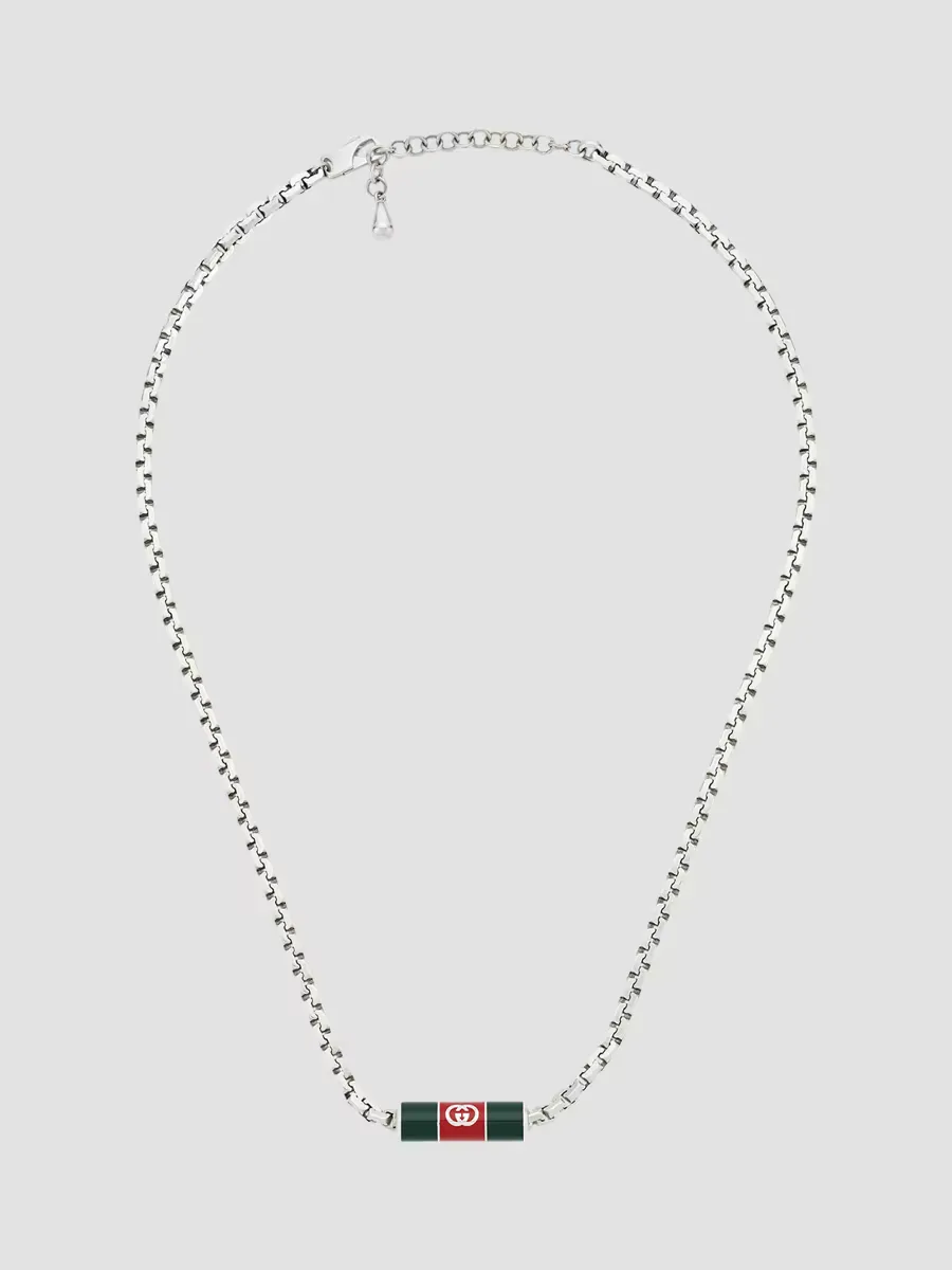 Sterling Silver & Enamel Pendant Necklace by Gucci