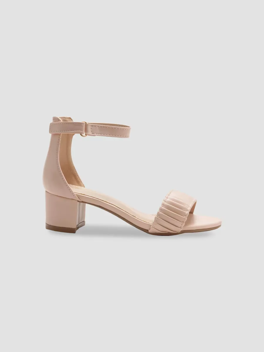 Pleated Lined Banded Block Heels by Tulleen