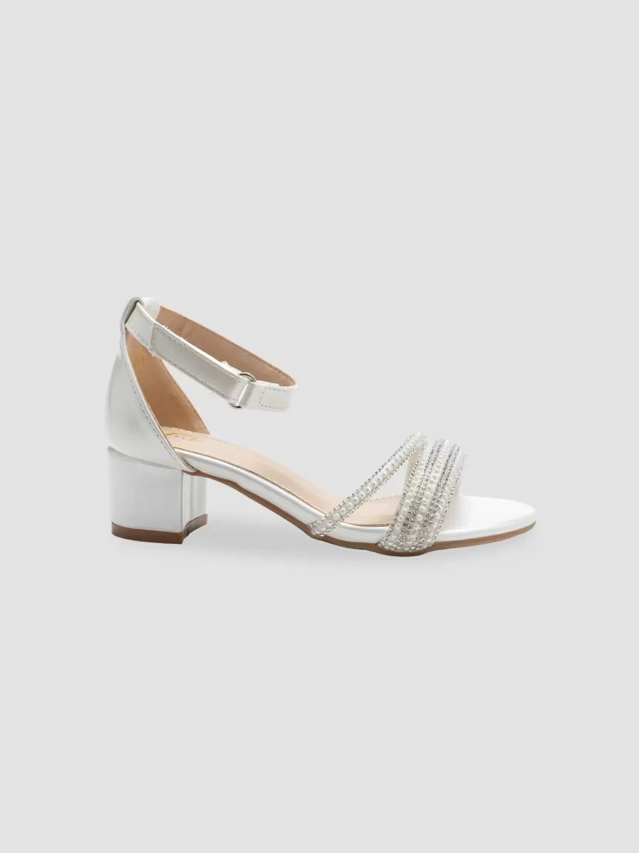 Diagonal Rhinestone Band Block Heels by Tulleen