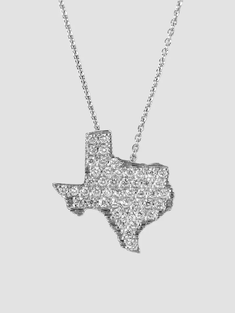 18K White Gold & 0.28 TCW Diamond Texas Pendant Necklace by Roberto Coin