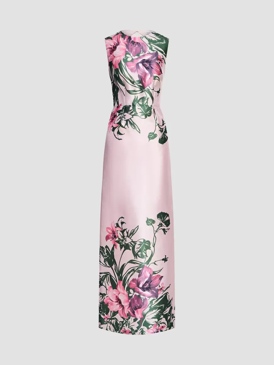 Ayla Lily Satin Column Gown by Kay Unger