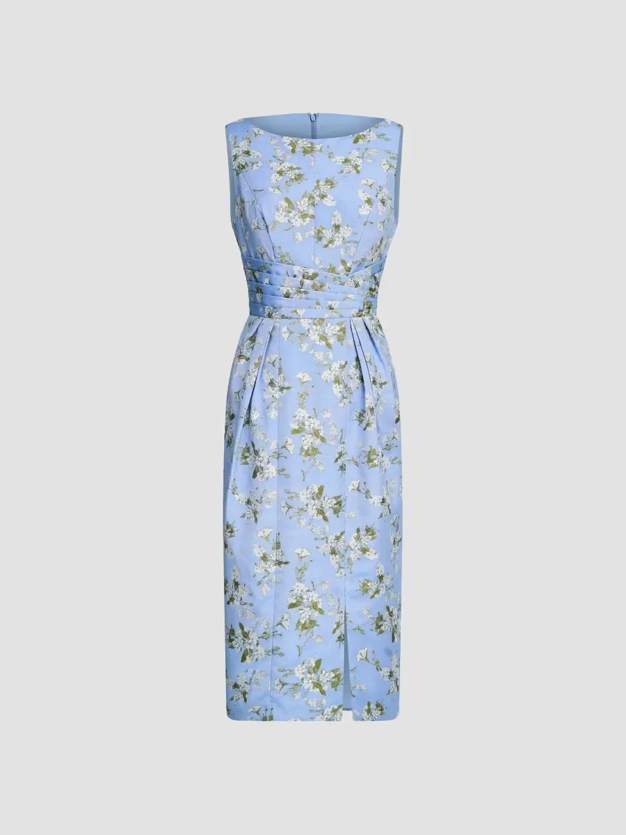 Ginny Floral Pleated Cocktail Dress